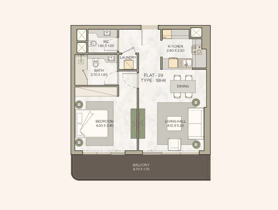 1 BR — One Bedroom