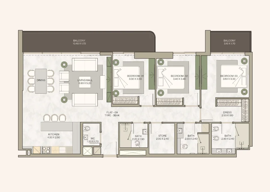 3 BR — Three Bedroom