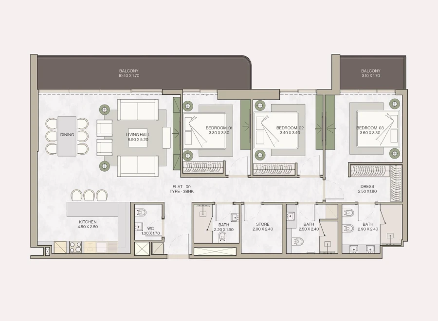 3 BR — Three Bedroom