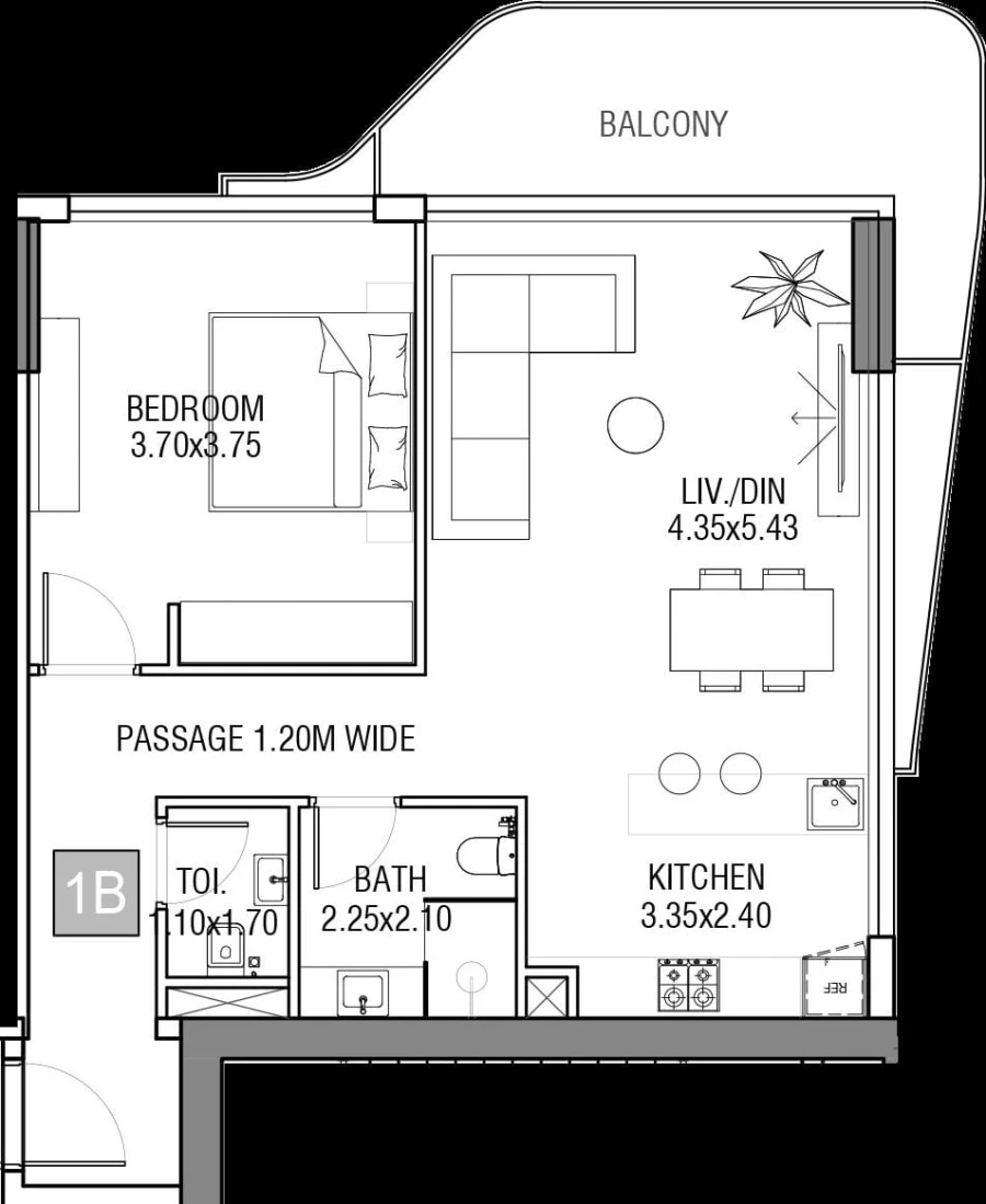 1 BR — 1 Bedroom Type 1