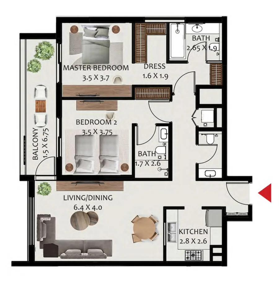 2 BR — 2 BEDROOM TYPE B