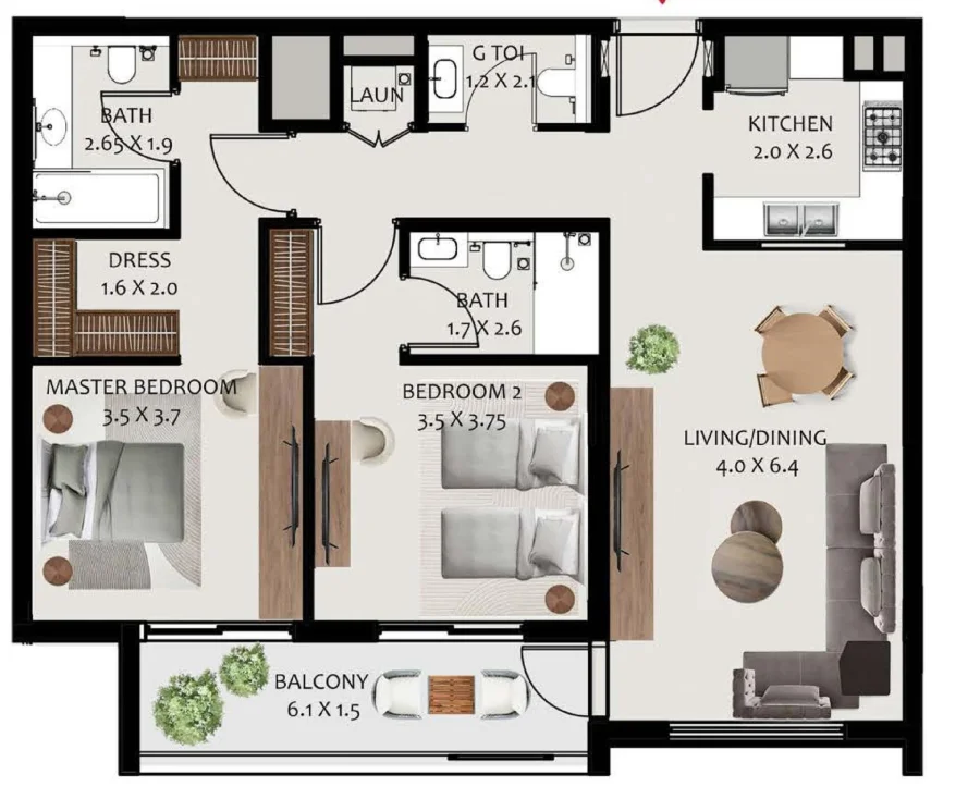 2 BR — 2 BEDROOM A