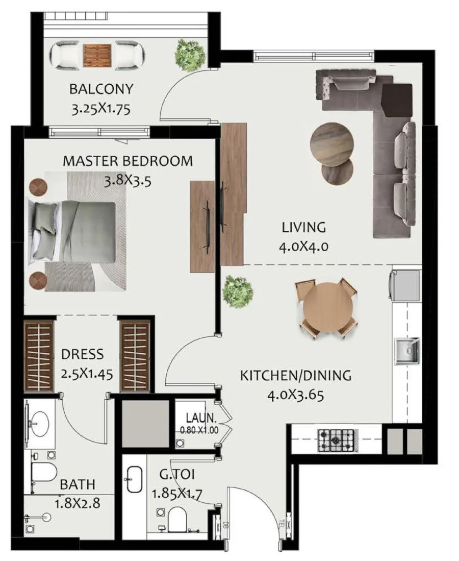 1 BR — 1 BEDROOM TYPE E