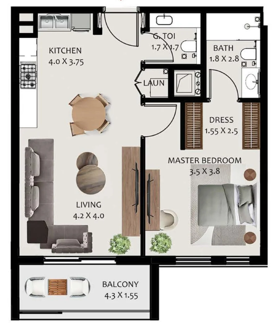 1 BR — 1 BEDROOM TYPE A