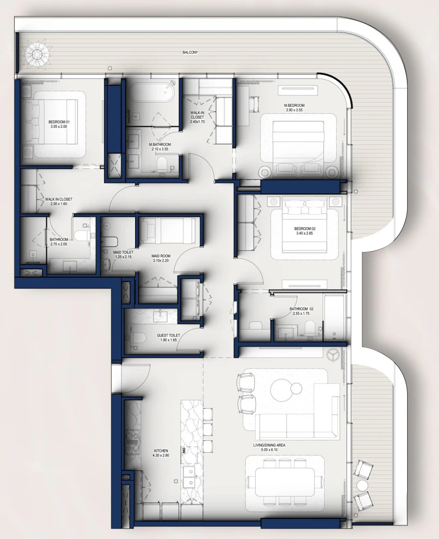 3 BR — 3 Bedroom Type A2