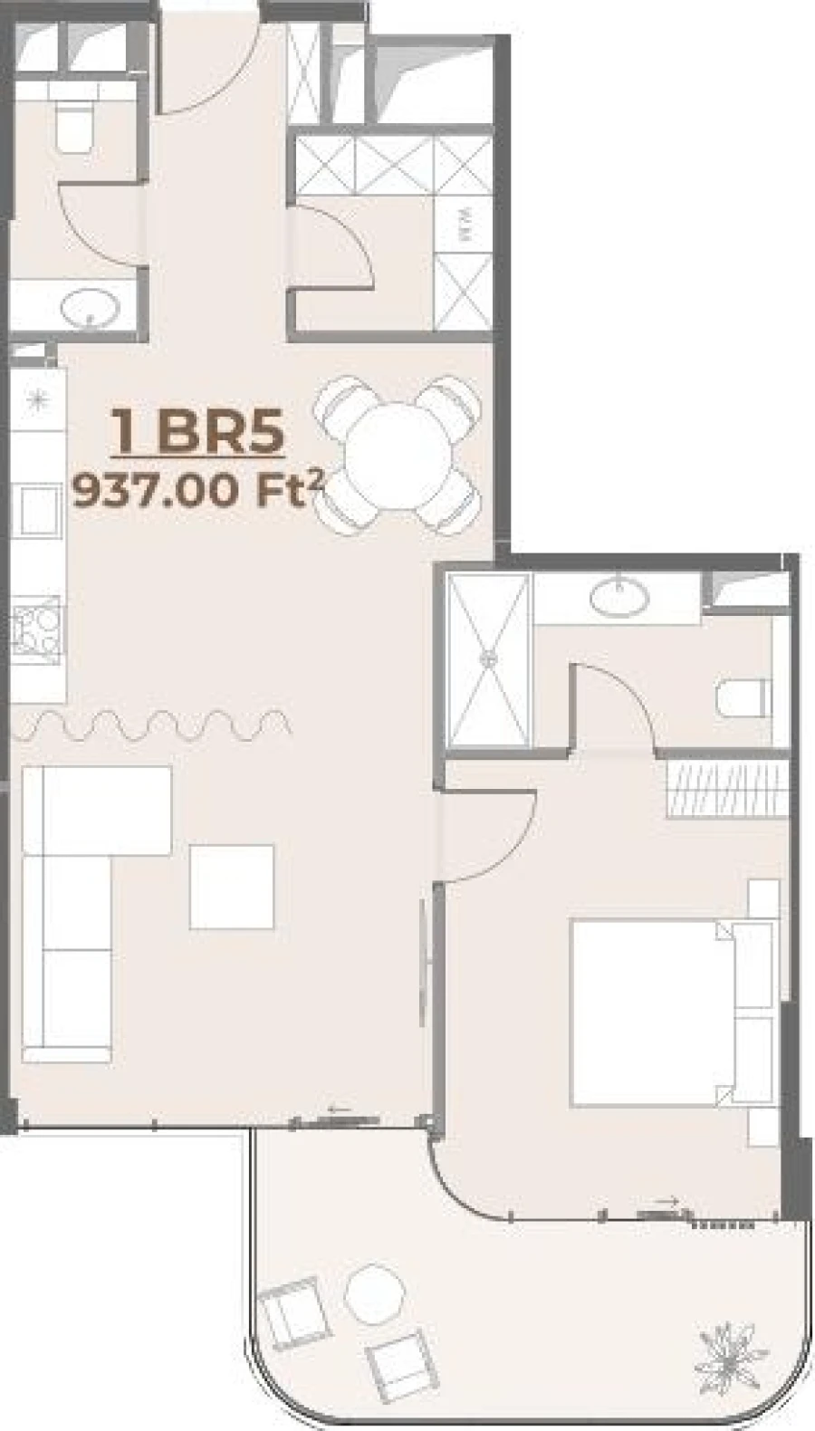 1 BR — 1 Bedroom Type 5
