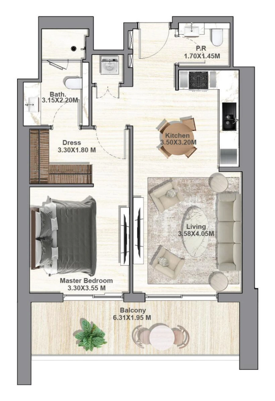 1 BR — 1 BEDROOM TYPE B2