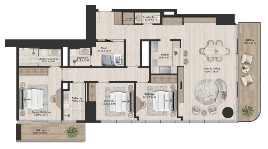 3 BR — 3 Bedroom Type 2