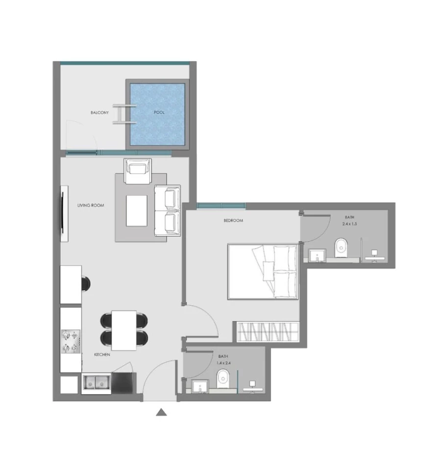 1 BR — 1 BEDROOM + POOL (TYPE 6)