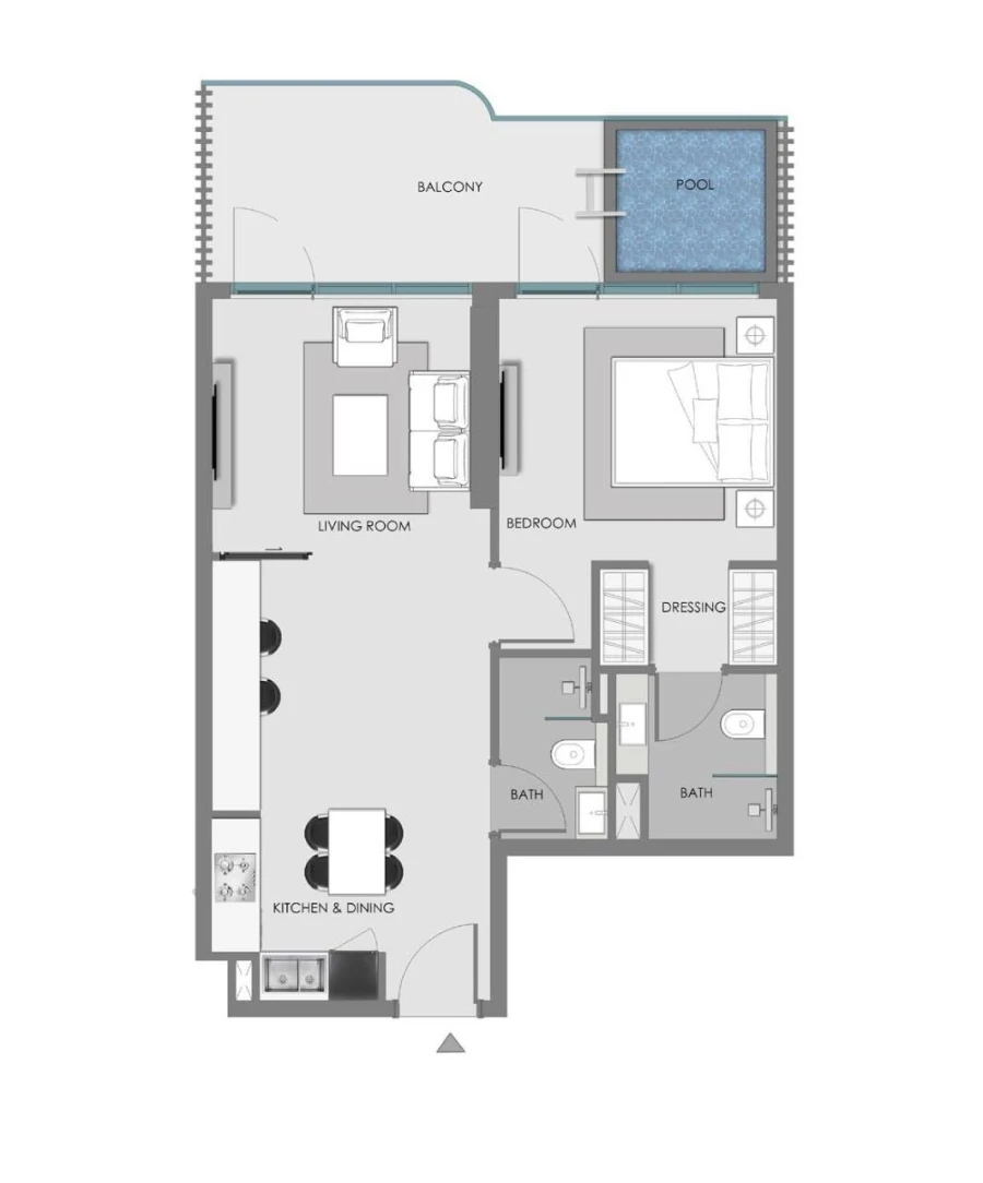 1 BR — 1 BEDROOM + POOL (TYPE 4)