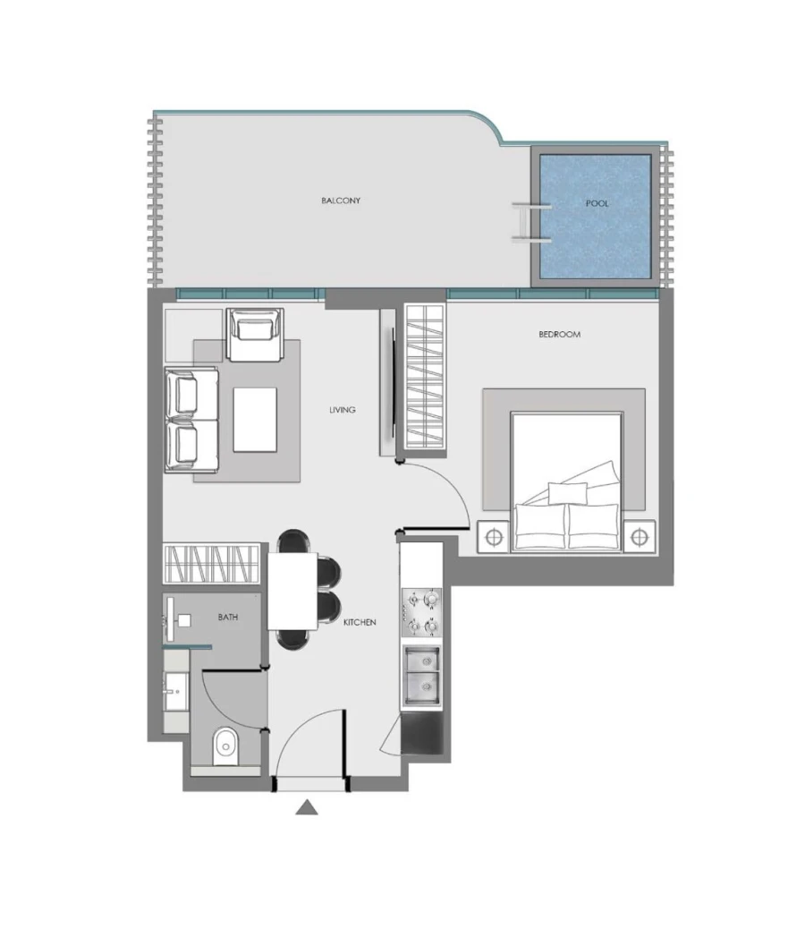 1 BR — 1 BEDROOM + POOL (TYPE 2)