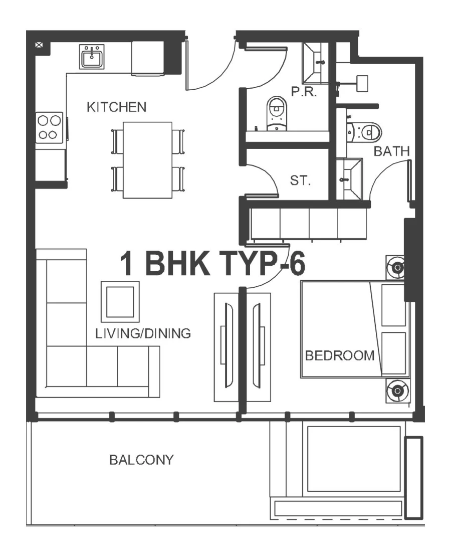 1 BR — 1BHK Type 6