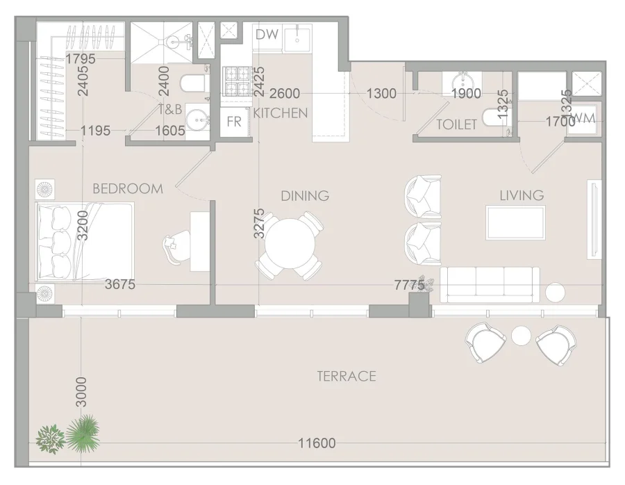 1 BR — 1 Bedroom Type M
