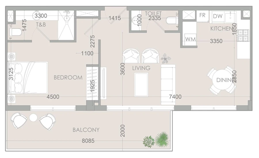 1 BR — 1 Bedroom Type R