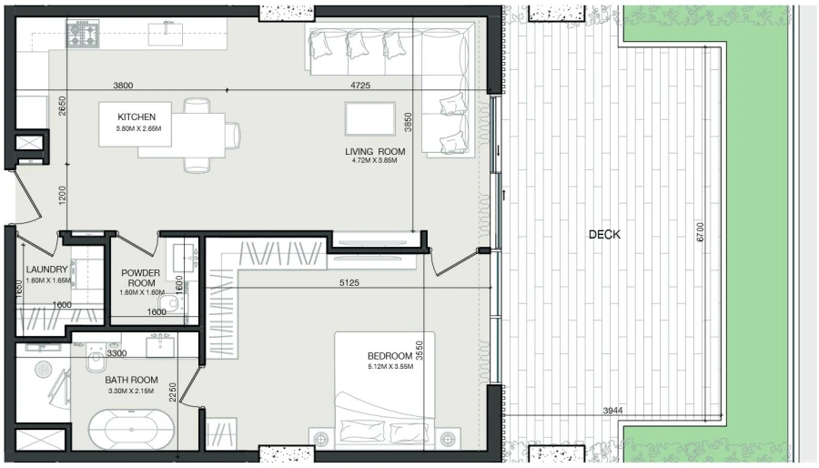 1 BR — 1-Bedroom Type F
