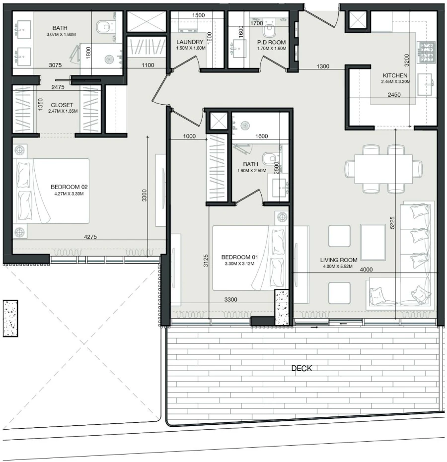 2 BR — 2-Bedroom Type C