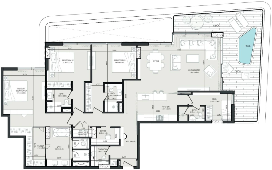 3 BR — 3-Bedroom Type A