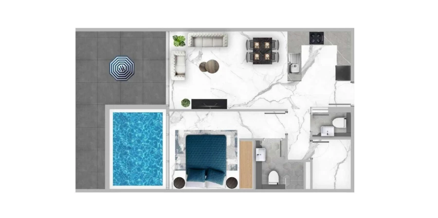 1 BR — 1 BEDROOM WITH POOL