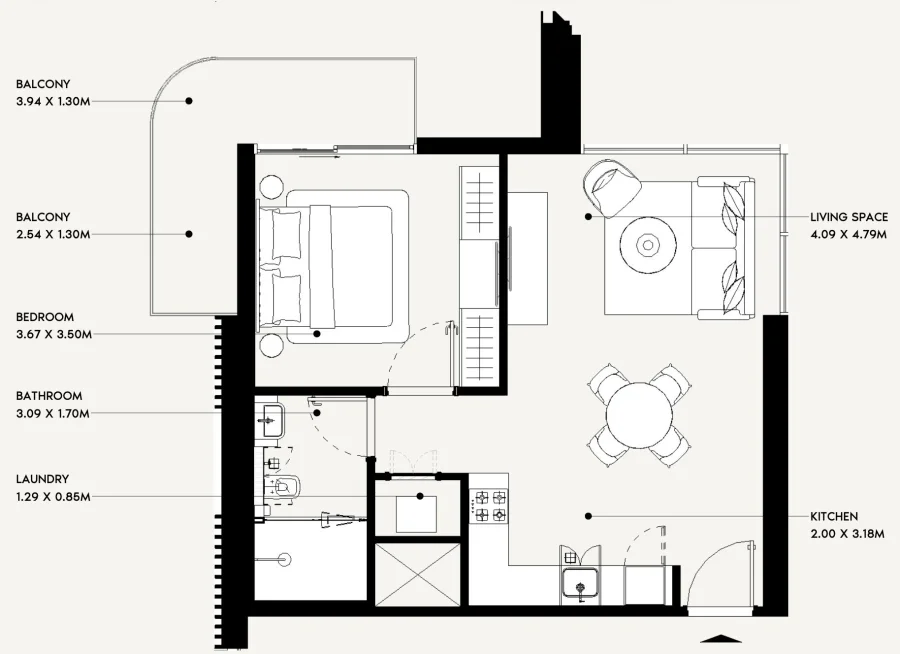 1 BR — 1 Bedroom Type 1A