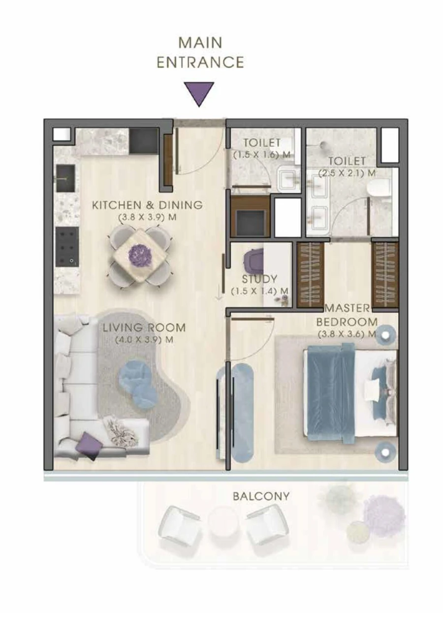 1 BR — 1 Bedroom Type 2