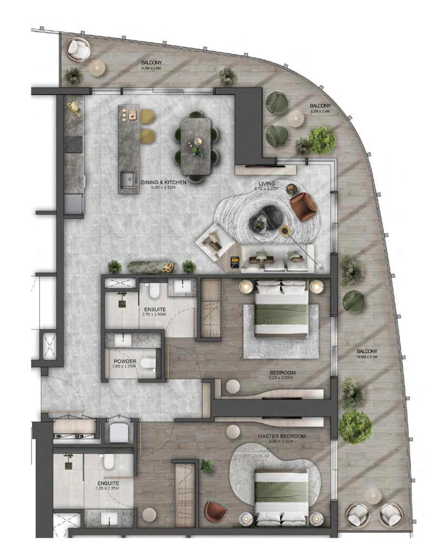 2 BR — 2 Bedroom Type A (TIRE 1)