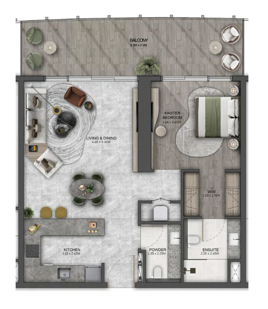 1 BR — 1 Bedroom Type A (TIRE 1)