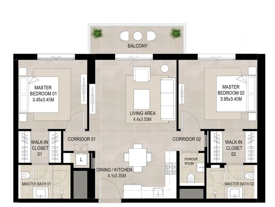 2 BR — 2 Bedroom Type D