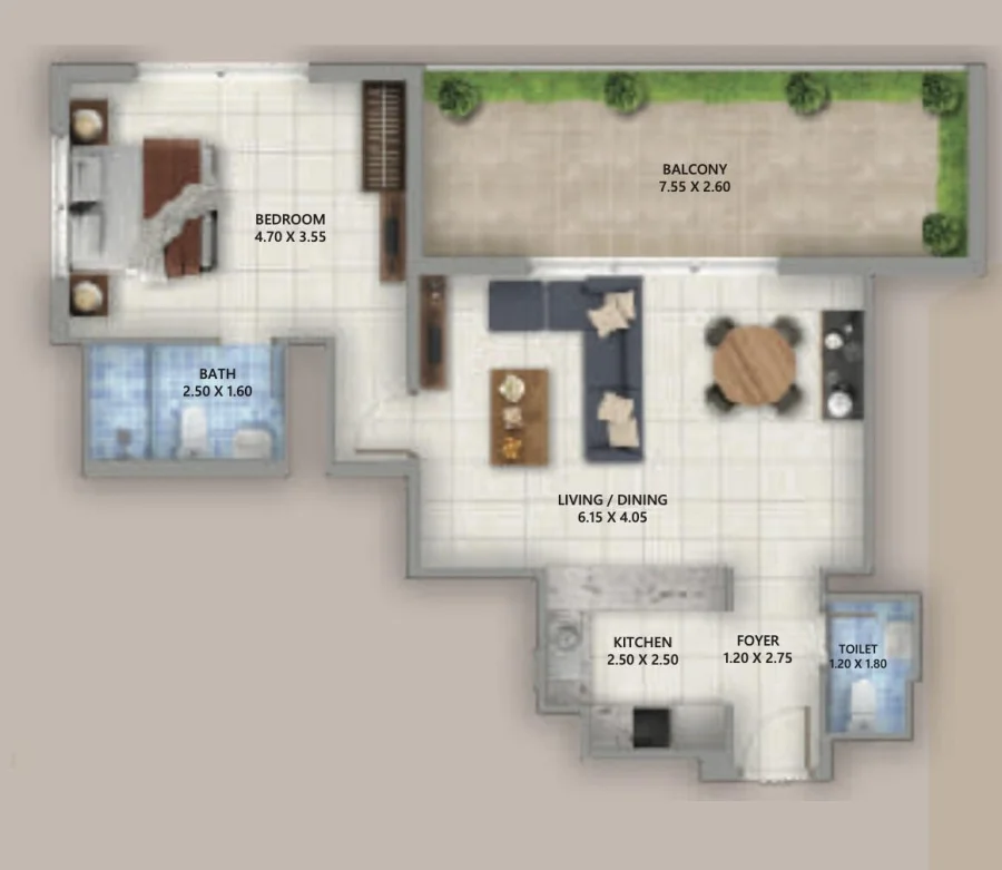 1 BR — 1 Bedroom Type B