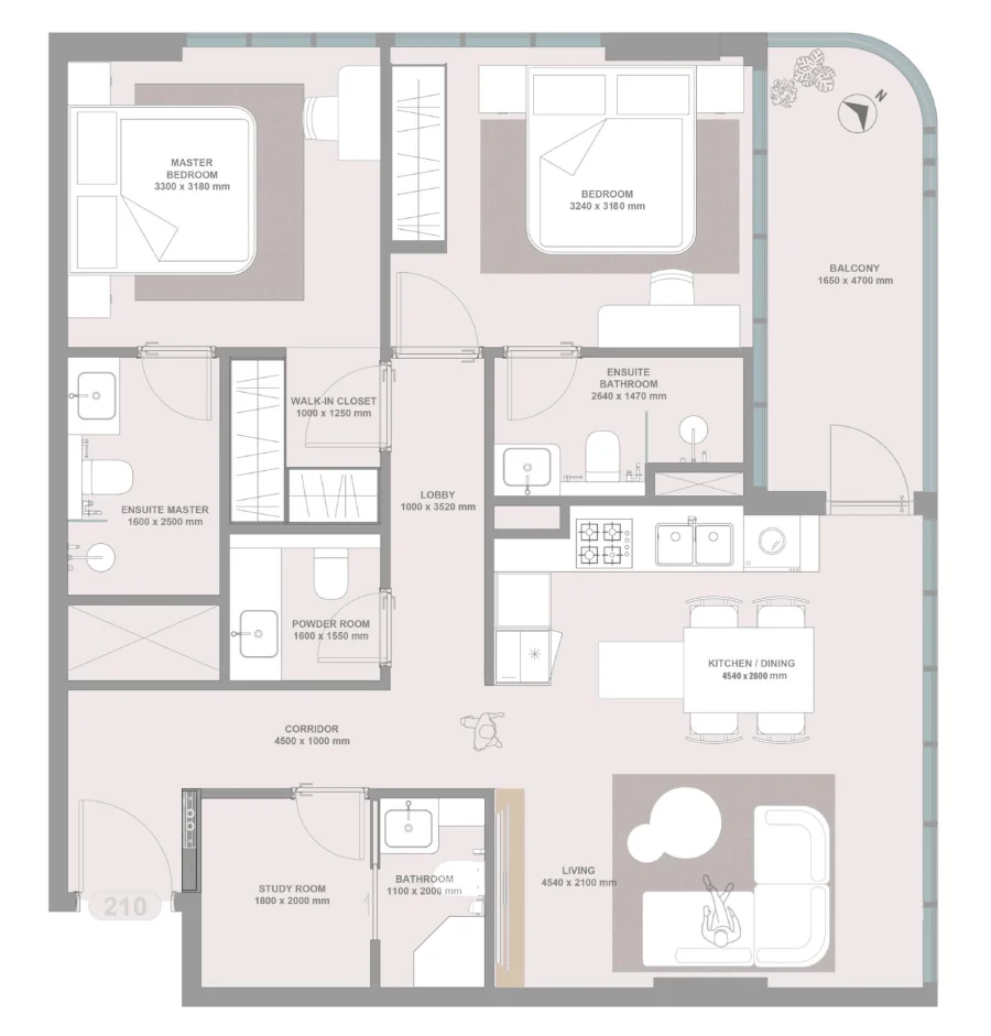 2 BR — 2 Bedroom Layout