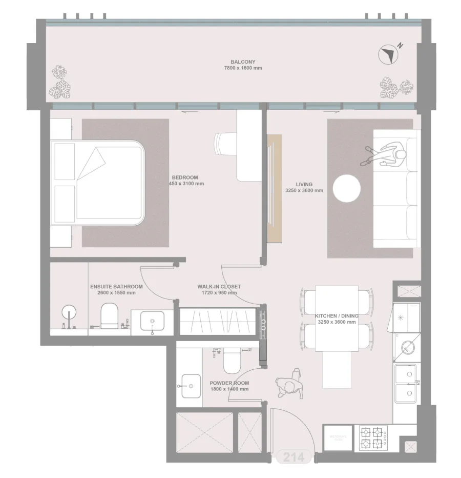 1 BR — 1 Bedroom Type 3