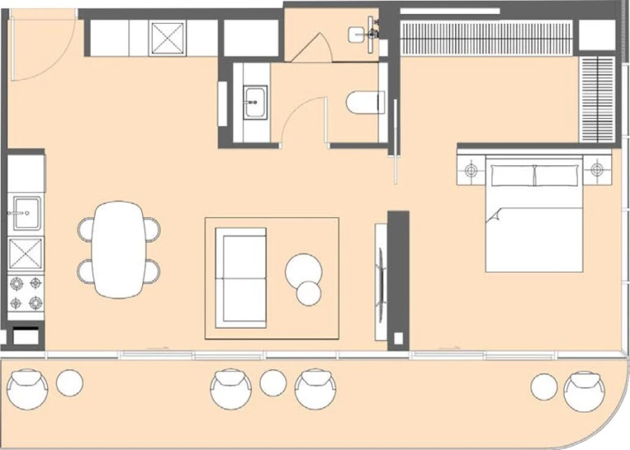 1 BR — 1 Bedroom Type F