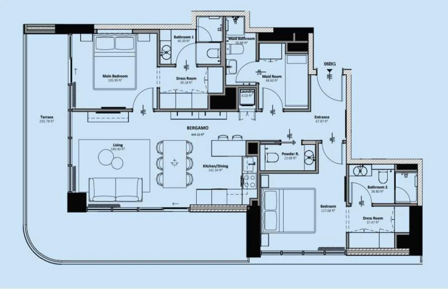 2 BR — Bergamo 2BR+Maid