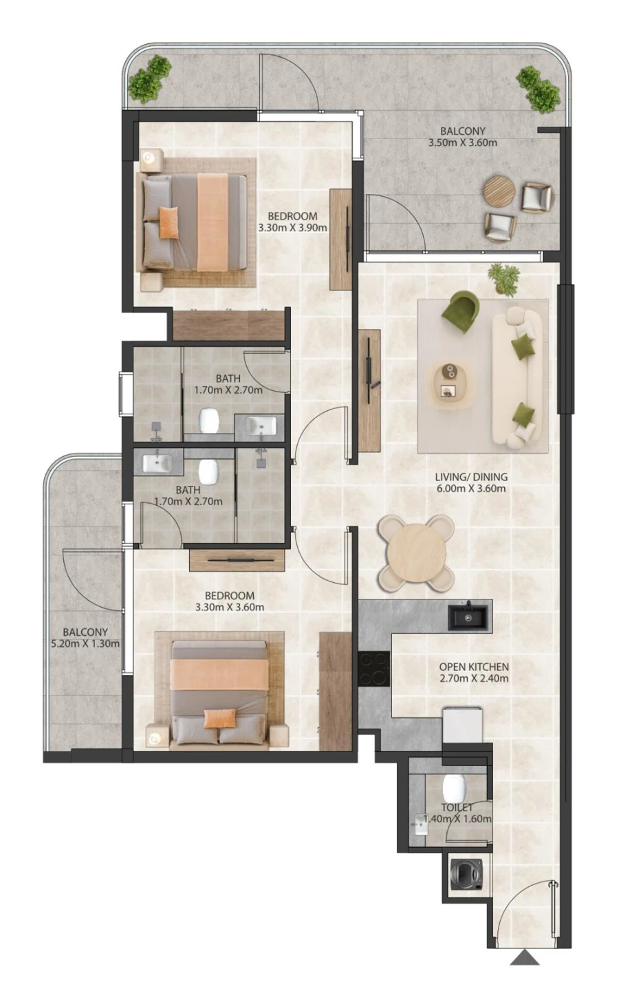 2 BR — 2 Bedroom Type B
