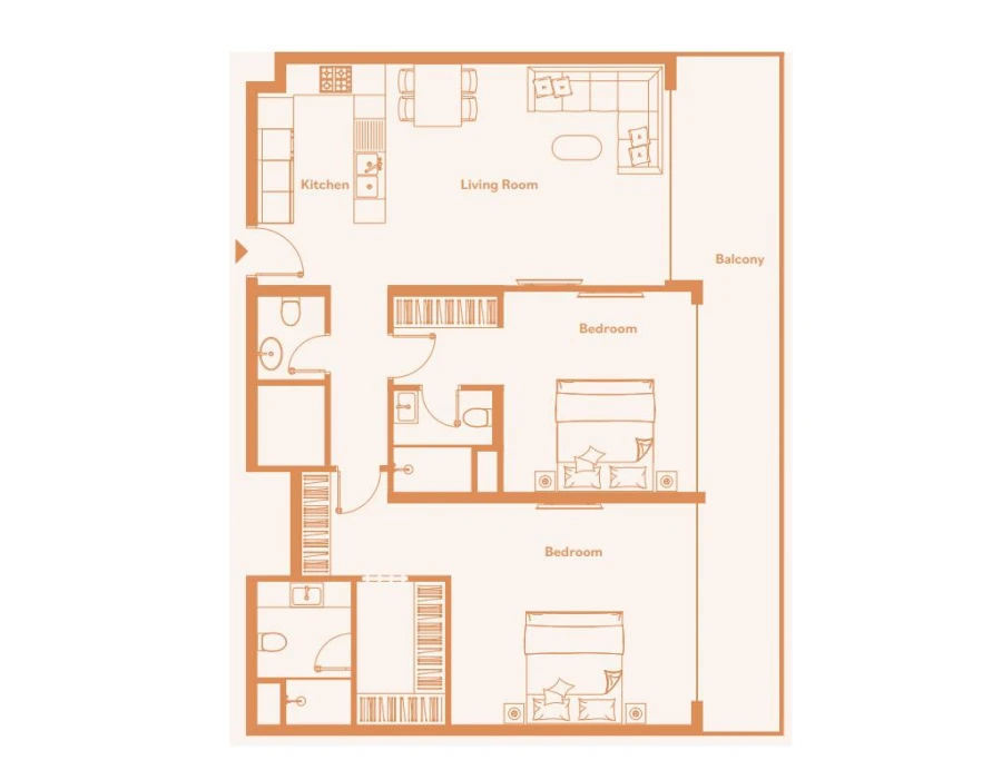 2 BR — Two bedrooms apartment – Type D