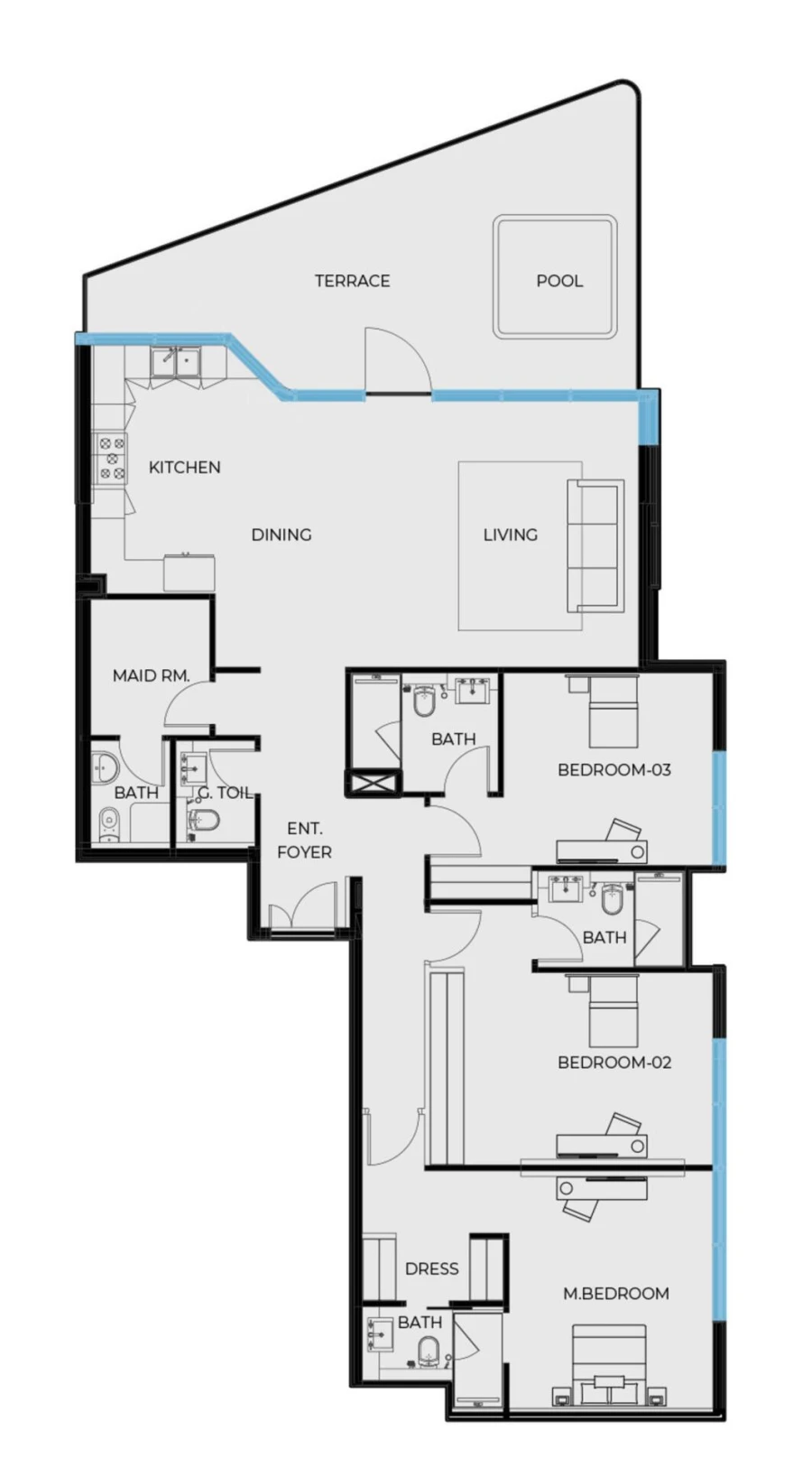 3 BR — 3 Bedroom Type B
