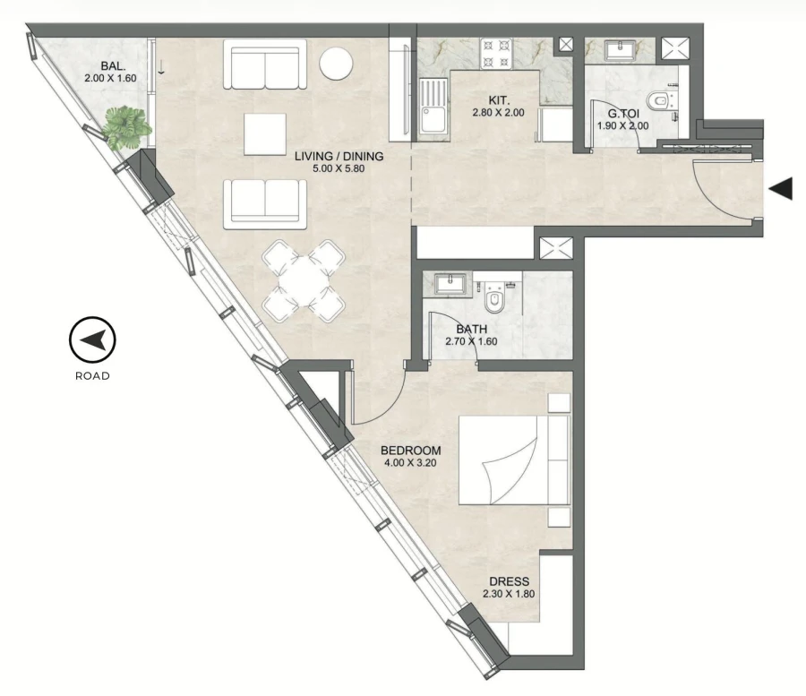 1 BR — 1 Bedroom P1-P2 01