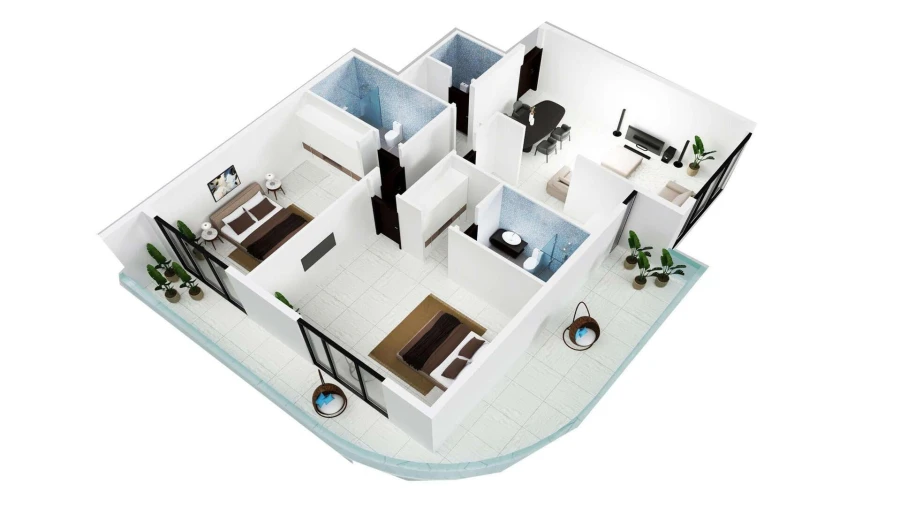 2 BR — 2 BHK