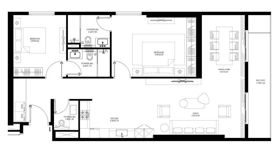 2 BR — TWO BEDROOM TYPE-5-2
