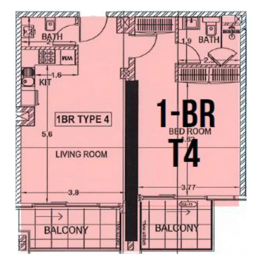 1 BR — 1 Bedroom Type 4