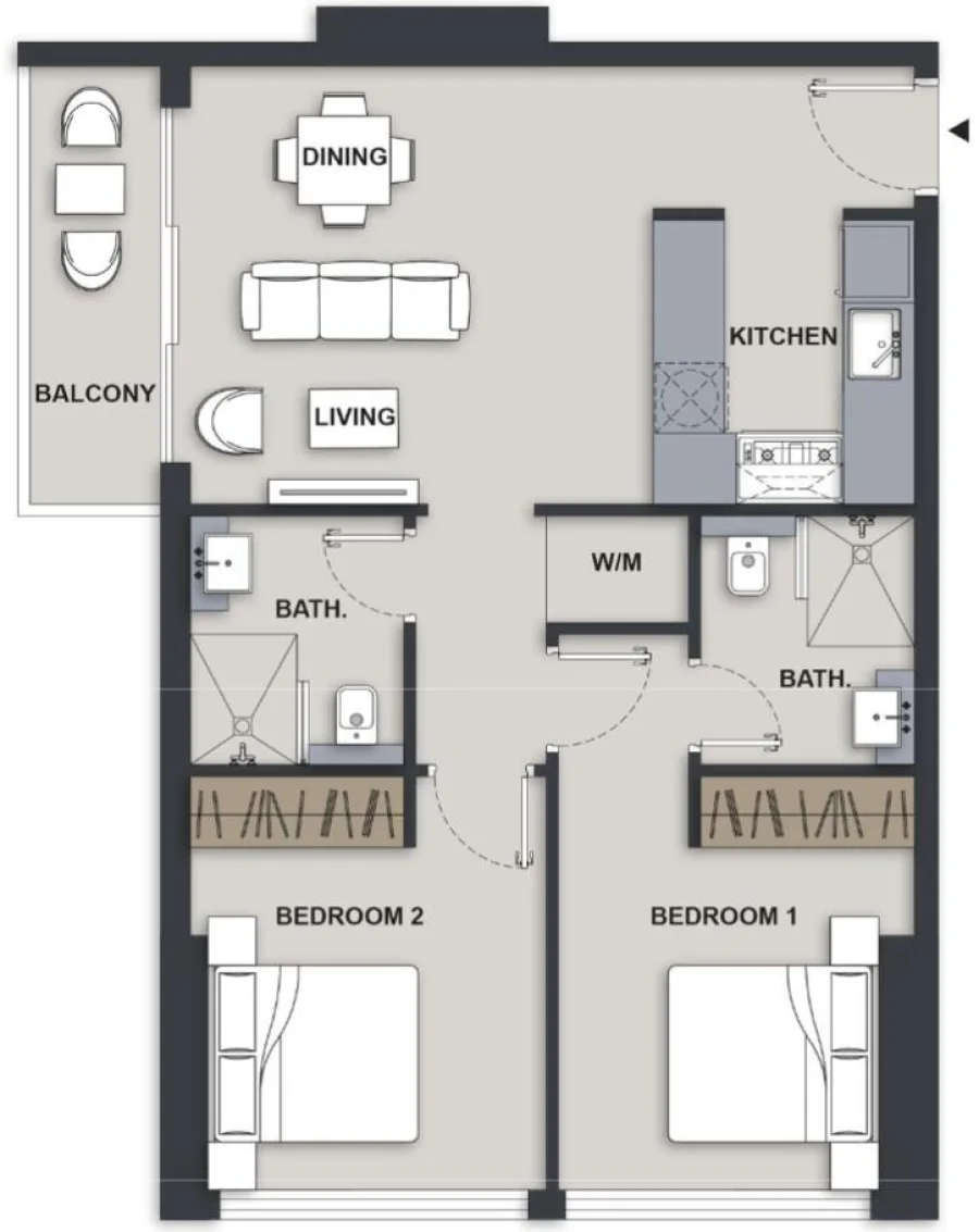 2 BR — 2 BHK 9