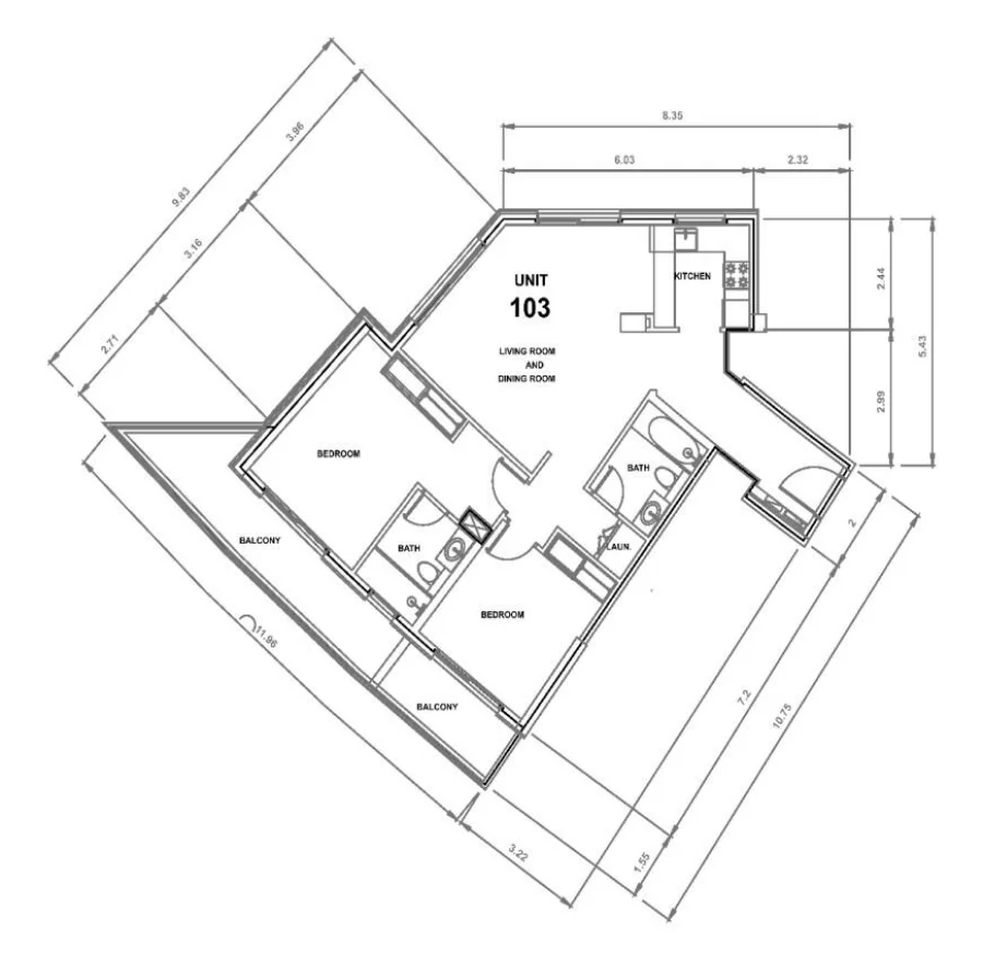2 BR — 2 Bedroom unit type 103