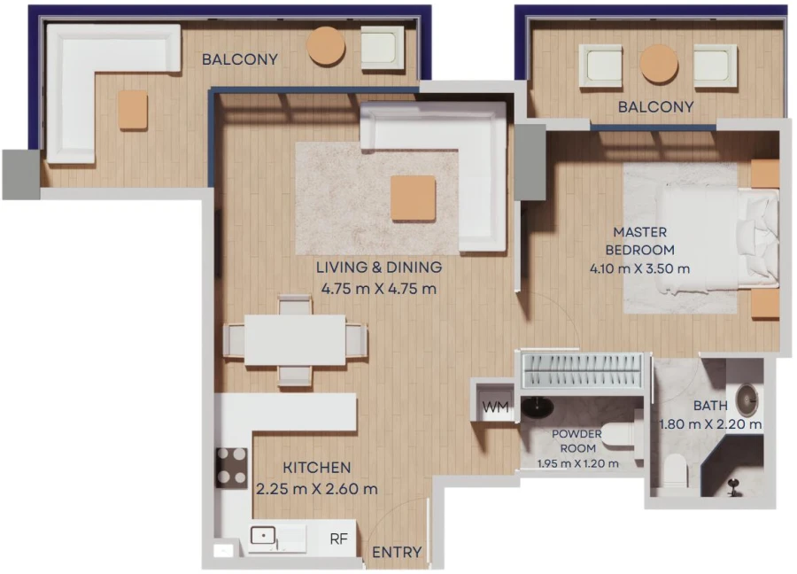 1 BR — 1 Bedroom Type 01