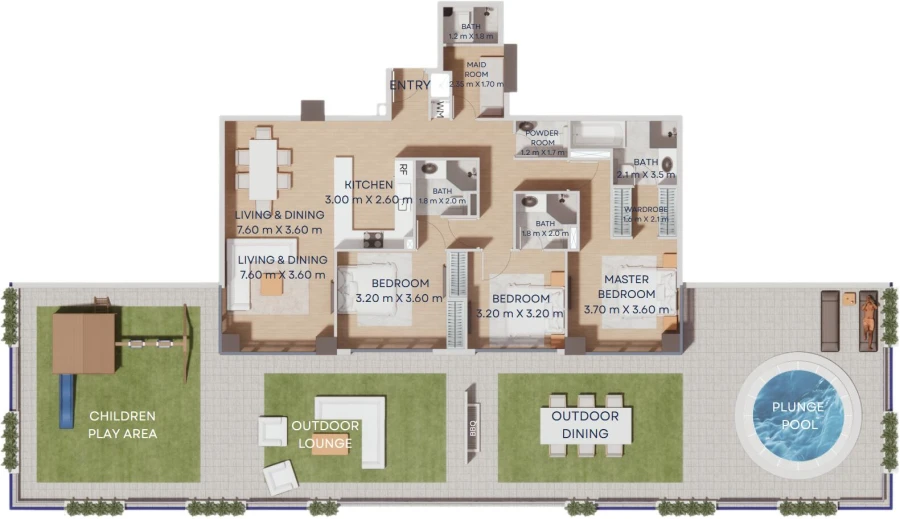 3 BR — 3 Bedroom 103