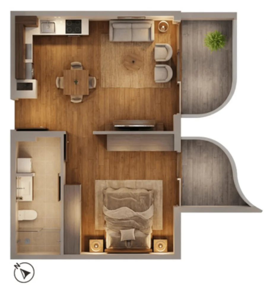 1 BR — 1 Bedroom 09