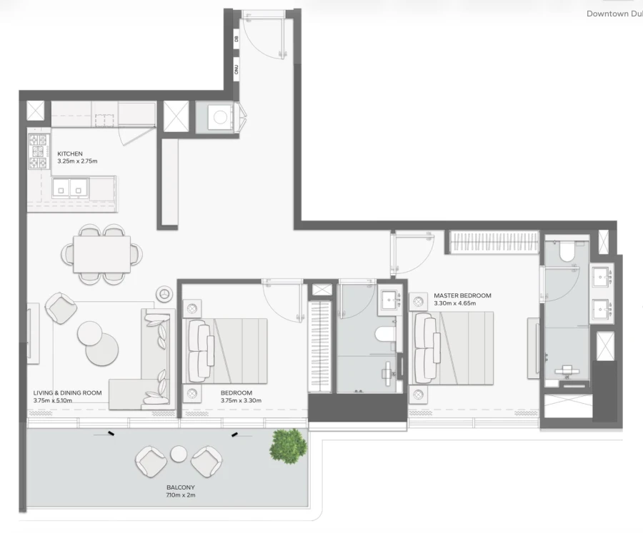 2 BR — 2 Bedroom Type 1 (mirror)