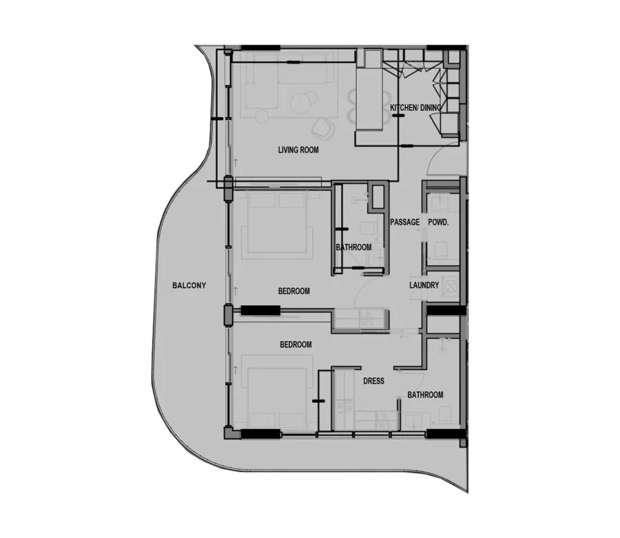 2 BR — 2 BR Type 1