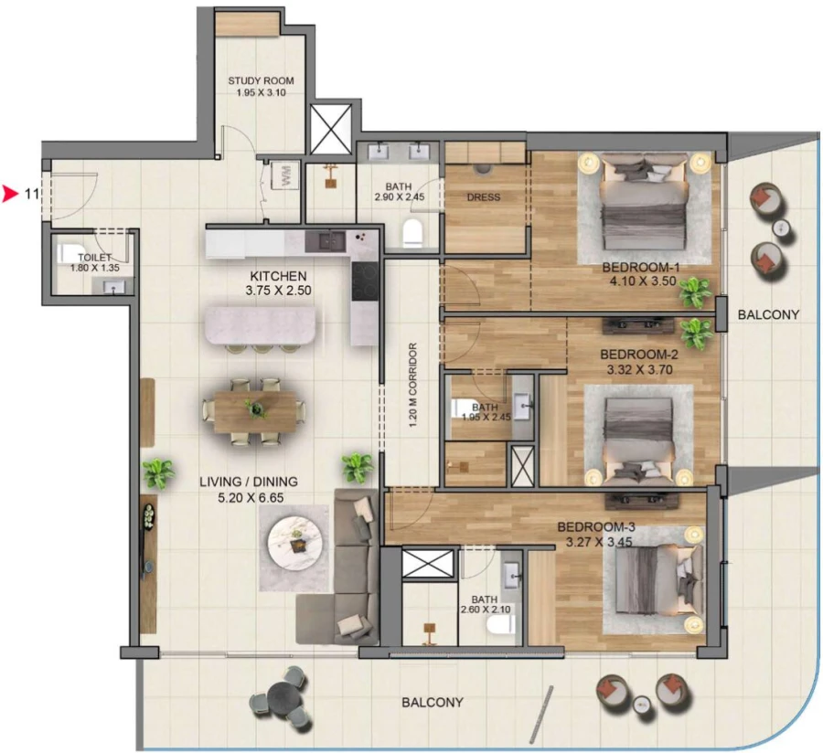 3 BR — 3 Bedroom 11