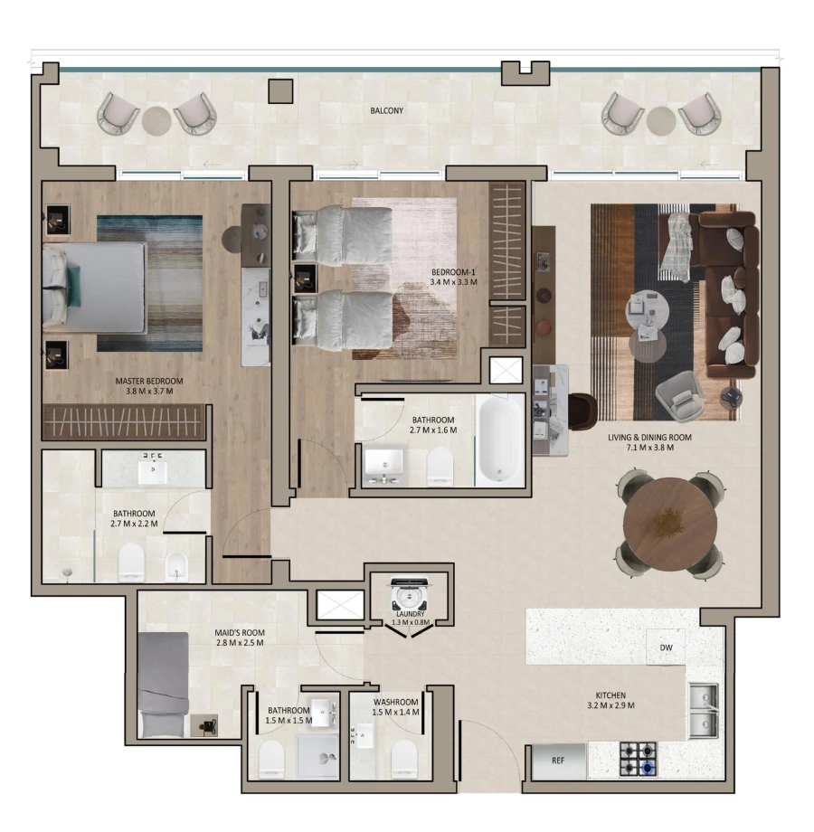 2 BR — 2 Bedroom Type A
