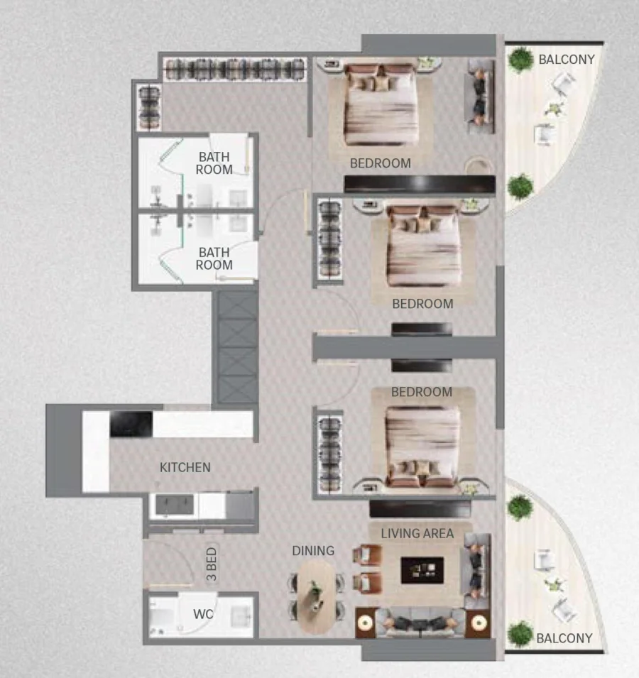 3 BR — 3 Bedroom Type 1