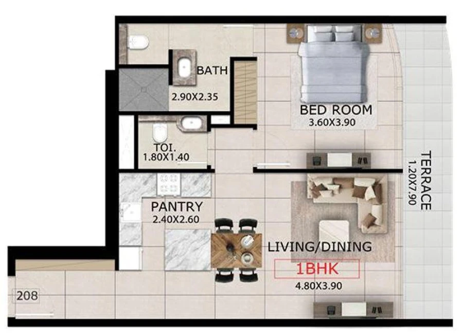 1 BR — 1 Bedroom 8